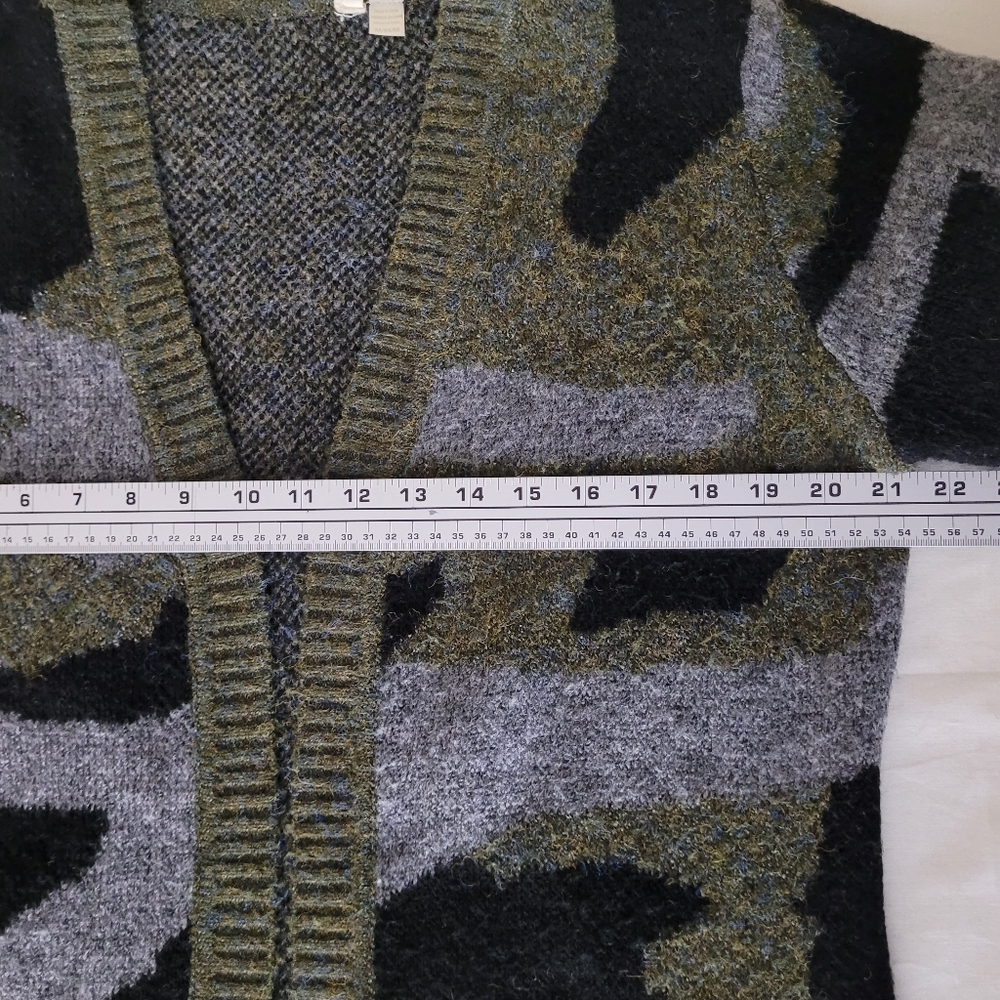 Moth Anthropologie M Womens Open Fuzzy Camo Cardigan Boho Stretch Lightweight - Picture 6 of 8